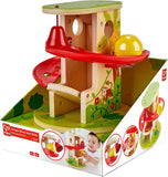 Hape Jungle Press and Slide | Kids Toy with Bell and Wooden Ball, Jungle Themed Lever Operated Toddler’s Game, E0508 Multicolor, L: 6.9, W: 6.9, H: 7.7 inch