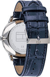 Tommy Hilfiger Men's Stainless Steel Quartz Watch with Leather Crocodile Strap, Blue, 22 (Model: 1710387)