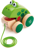 Hape Frog Pull-Along | Wooden Frog Fly Eating Pull Toddler Toy, Green, L: 4.7, W: 3.8, H: 3.3 inch