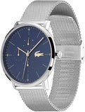 Lacoste Quartz Watch with Stainless Steel Strap, Silver, 20 (Model: 2011024)