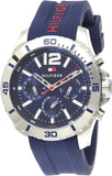 Tommy Hilfiger 1791142 Mens Blue Silicone Band Watch 46mm