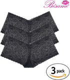 Besame Women Sexy Lingerie Cheeky Lace Hipster Panties Underwear Pack of 3