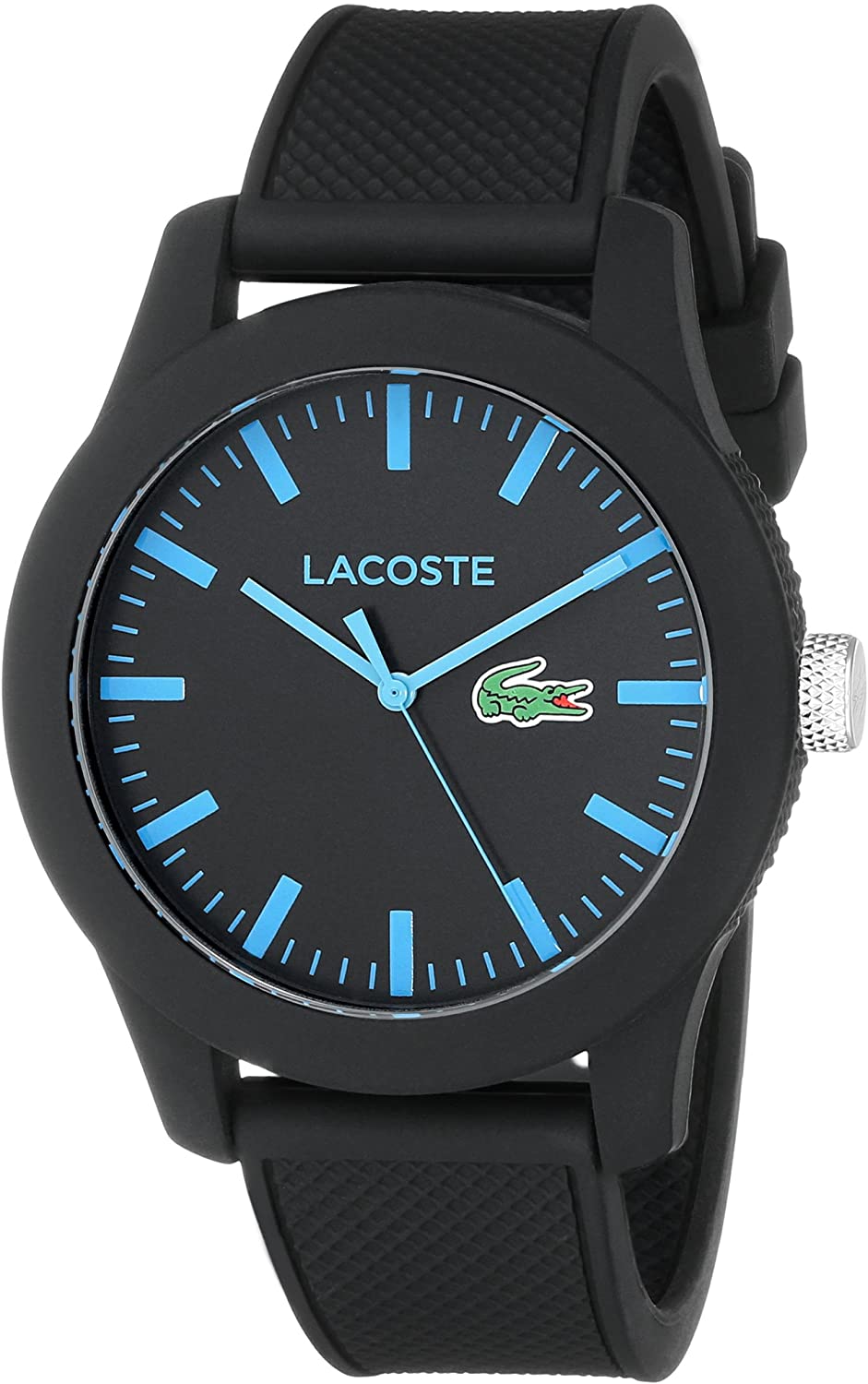 Lacoste Men's 2010791 Lacoste.12.12 Black Watch with Silicone Strap