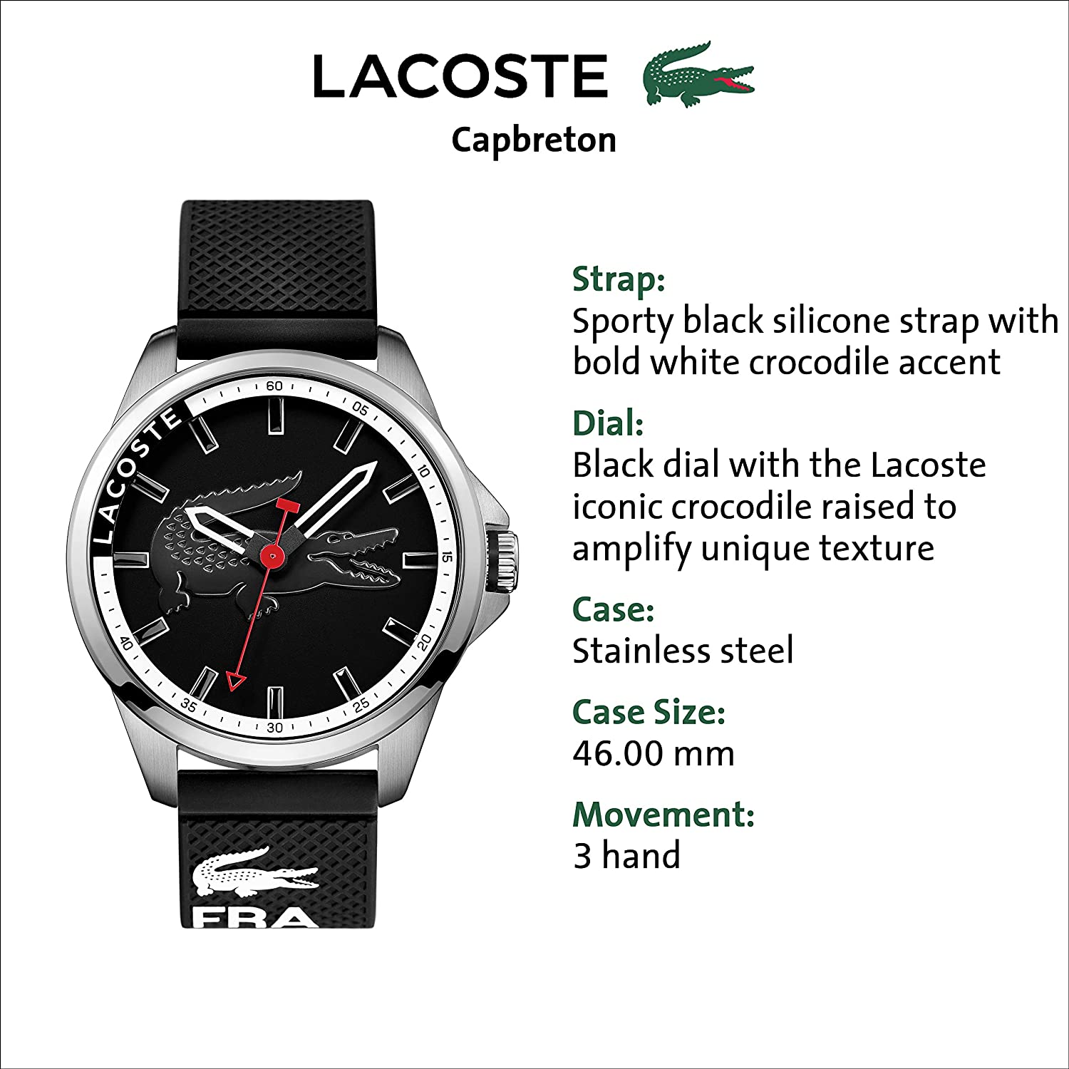 Lacoste Men's 2010840 Capbreton Analog Display Japanese Quartz Black Watch