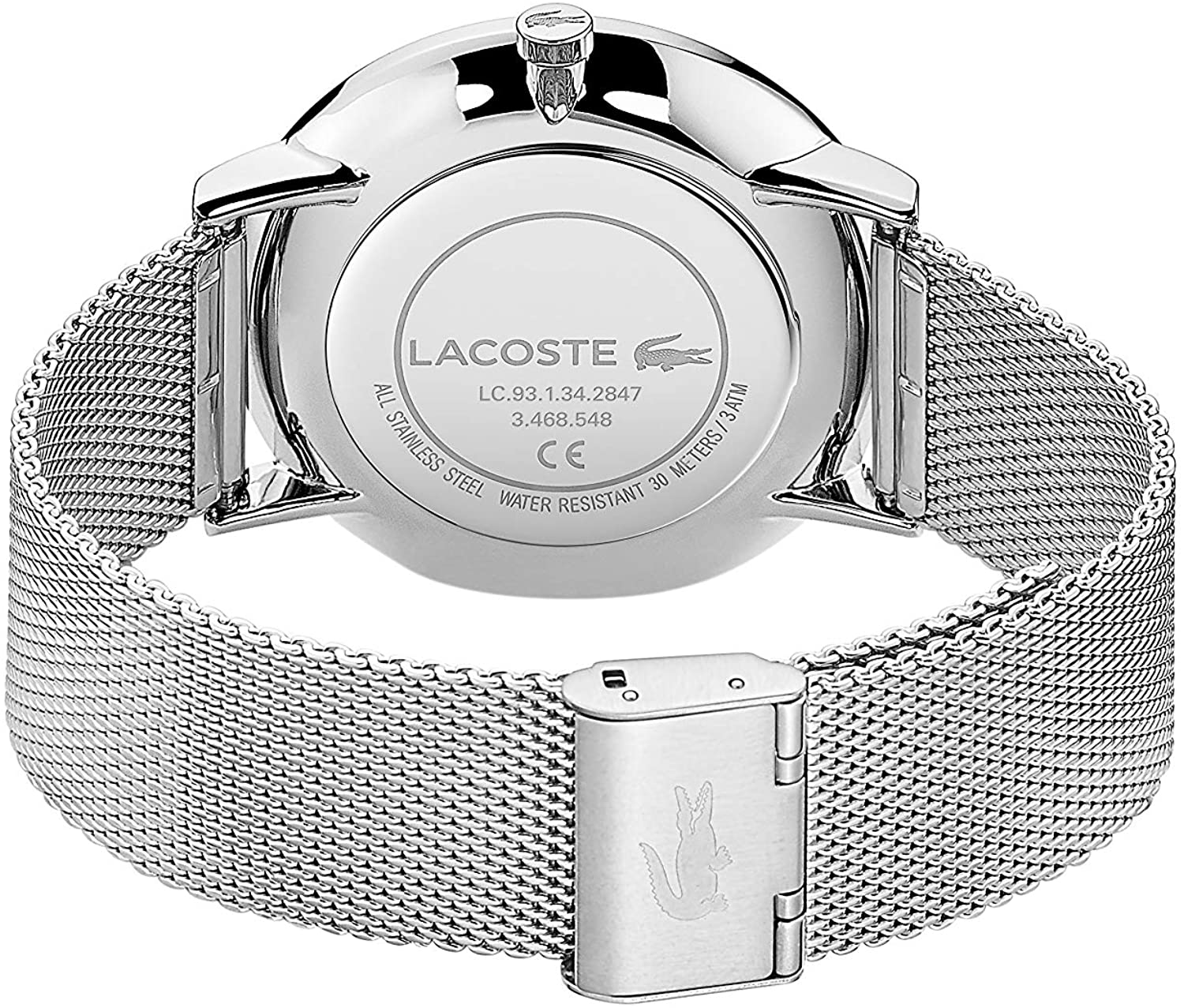 Lacoste Quartz Watch with Stainless Steel Strap, Silver, 20 (Model: 2011024)