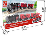 Hape Steam-Era Freight Train | Classic Black & Red Children’s Locomotive Toy With Unloadable Freight Wagons, L: 9.4, W: 1.3, H: 1.9 inch