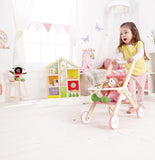Hape Babydoll Stroller Toddler Wooden Doll Play Furniture Pink, L: 17.5, W: 12.8, H: 20.2 inch