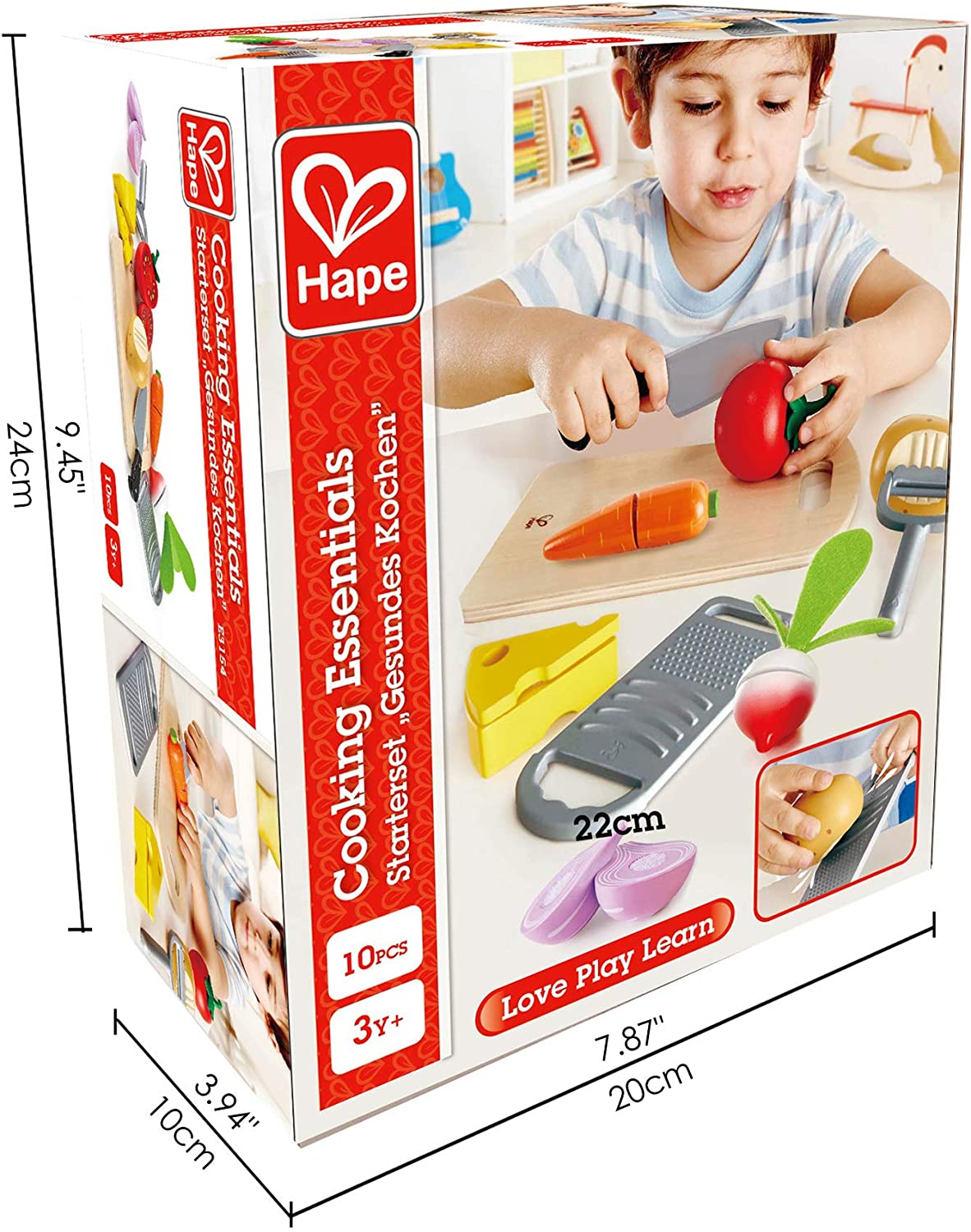 (OPEN BOX) Hape Cooking Essentials Toy | Play Food Cutting Vegetables Set for Kids, Wooden Food Kitchen Accessory Toys
