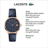 Lacoste Women's Gold Quartz Watch with Leather Strap, Blue, 15.3 (Model: 2001071)