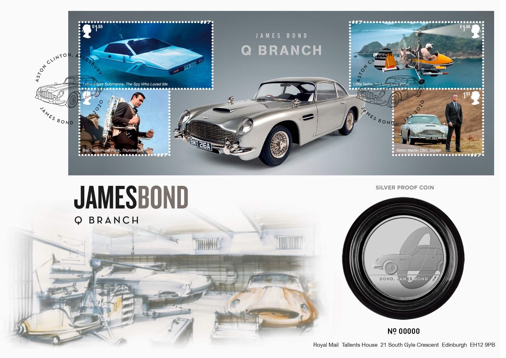 James Bond Q Branch Silver Proof Coin Cover Limited Edition Royal Mail Collectible
