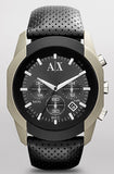 Armani Exchange Original AX1198 Black Leather Watch Chrono 44mm