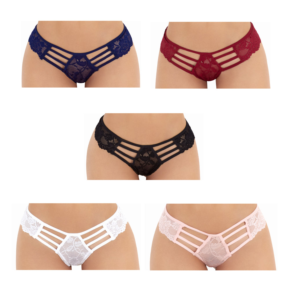 Besame Women Thong Lace Panties Lycra Spandex Underwear Lingerie 5 Pack