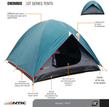 NTK Cherokee GT 3 to 4 Person 7 by 7 Foot Sport Camping Dome Tent 100% Waterproof 2500mm