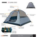 NTK Cherokee GT 3 to 4 Person 7 by 7 Foot Sport Camping Dome Tent 100% Waterproof 2500mm