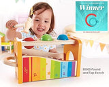 Hape Pound & Tap Bench with Slide Out Xylophone - Award Winning Durable Wooden Musical Pounding Toy for Toddlers, Multifunctional and Bright Colours, Yellow
