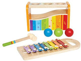 Hape Pound & Tap Bench with Slide Out Xylophone - Award Winning Durable Wooden Musical Pounding Toy for Toddlers, Multifunctional and Bright Colours, Yellow