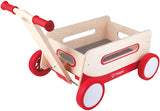 (OPEN BOX) Hape Red Wonder Wagon Wooden Push and Pull Toddler Ride On Balance 4 Wheels Walker
