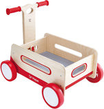 Hape Red Wonder Wagon Wooden Push & Pull Toddler Ride On Balance 4 Wheels Walker