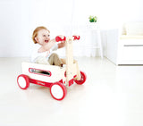 (OPEN BOX) Hape Red Wonder Wagon Wooden Push and Pull Toddler Ride On Balance 4 Wheels Walker