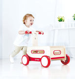 (OPEN BOX) Hape Red Wonder Wagon Wooden Push and Pull Toddler Ride On Balance 4 Wheels Walker