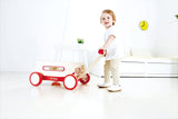 (OPEN BOX) Hape Red Wonder Wagon Wooden Push and Pull Toddler Ride On Balance 4 Wheels Walker