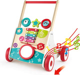 Hape Wooden Push and Pull Music Learning Walker| Multiple Activities Center for Toddlers Ages 10 Months and Up