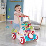 (OPEN BOX) Hape Wooden Push and Pull Music Learning Walker| Multiple Activities Center for Toddlers Ages 10 Months and Up