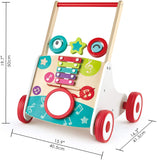(OPEN BOX) Hape Wooden Push and Pull Music Learning Walker| Multiple Activities Center for Toddlers Ages 10 Months and Up