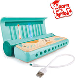 (OPEN BOX).  Hape Learn with Lights Harmonica | USB Charging Capabilities | Leaning and Band Mode | Musical Instrument