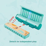 (OPEN BOX).  Hape Learn with Lights Harmonica | USB Charging Capabilities | Leaning and Band Mode | Musical Instrument