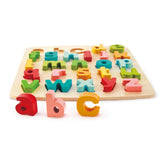 (OPEN BOX) Hape Chunky Lowercase Alphabet Letter Kids Early Learning and Spelling Word Blocks Puzzle Game for Toddlers and Children, Multicolor