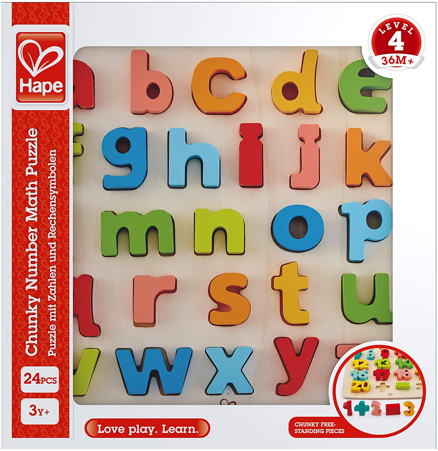 (OPEN BOX) Hape Chunky Lowercase Alphabet Letter Kids Early Learning and Spelling Word Blocks Puzzle Game for Toddlers and Children, Multicolor