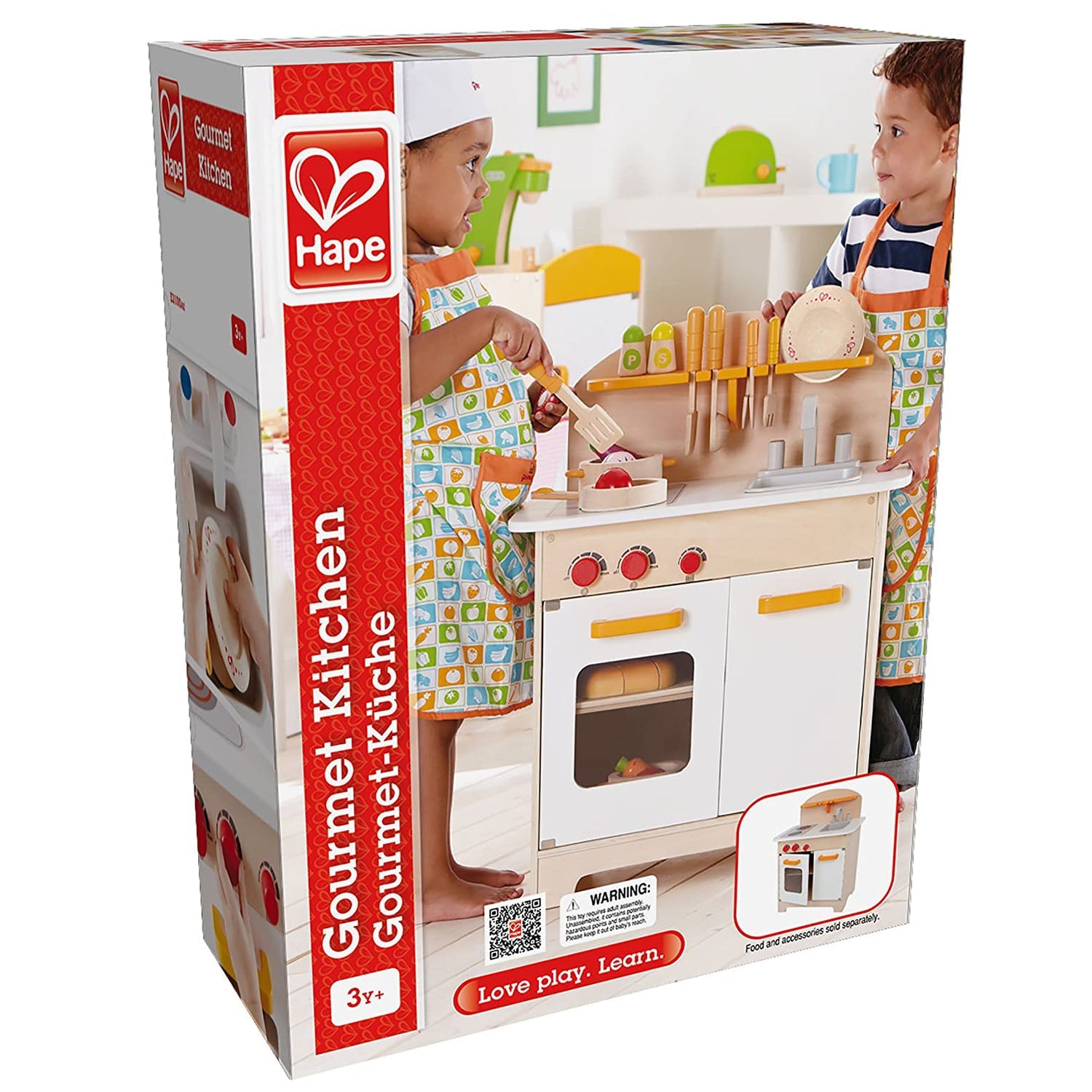 (OPEN BOX) Hape Gourmet Kitchen Kid's Wooden Play Kitchen in Orange