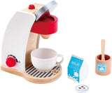 (OPEN BOX)  Hape My Coffee Machine Wooden Play Kitchen Set with Accessories (White)