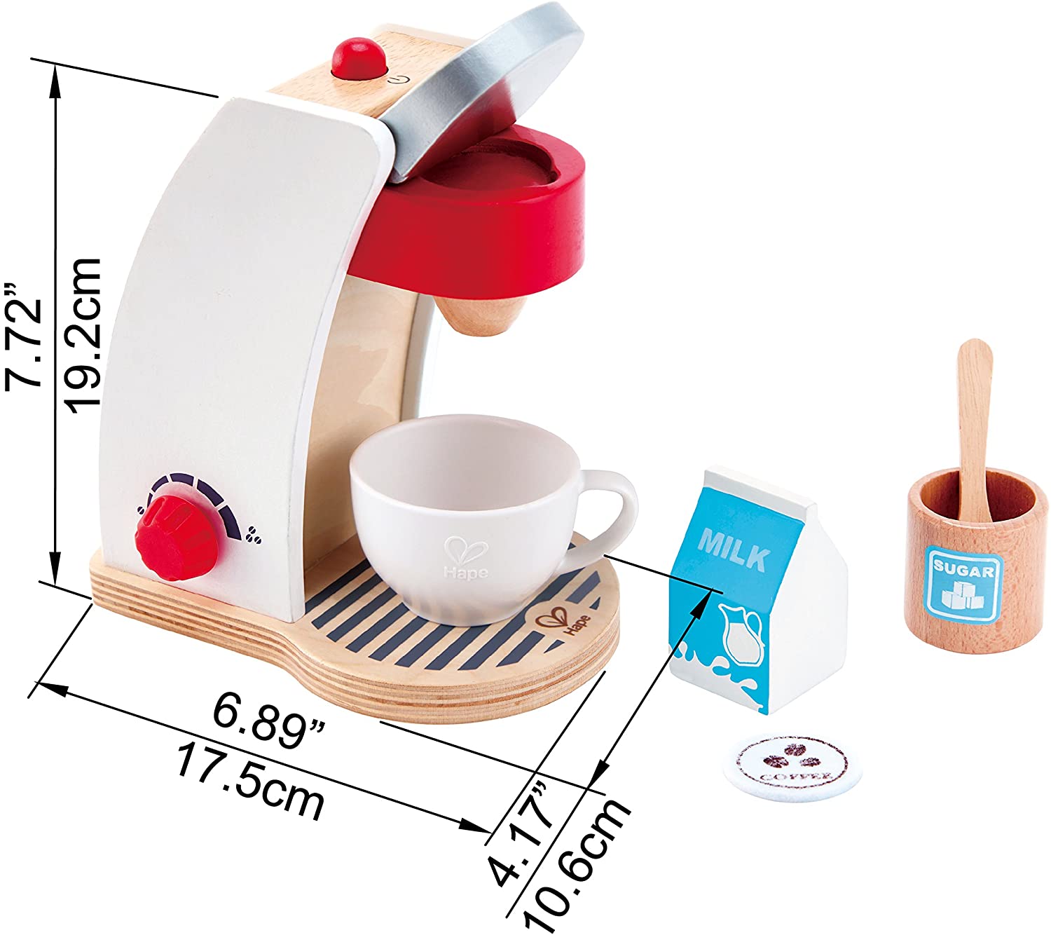 Hape My Coffee Machine Wooden Play Kitchen Set with Accessories (White)