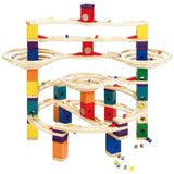 Hape Quadrilla Wooden Marble Run Construction | The Challenger |Quality Time Playing Together Wooden Safe Play | Smart Play for Smart Families - 147 Piece Multicolored Set