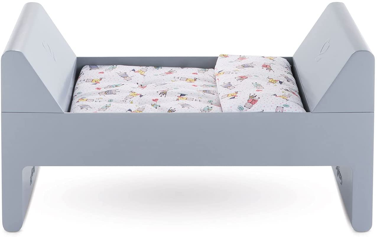 Corolle Mon Grand Poupon Crib & Bed for Baby Dolls, Grey