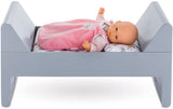 Corolle Mon Grand Poupon Crib & Bed for Baby Dolls, Grey