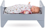 Corolle Mon Grand Poupon Crib & Bed for Baby Dolls, Grey