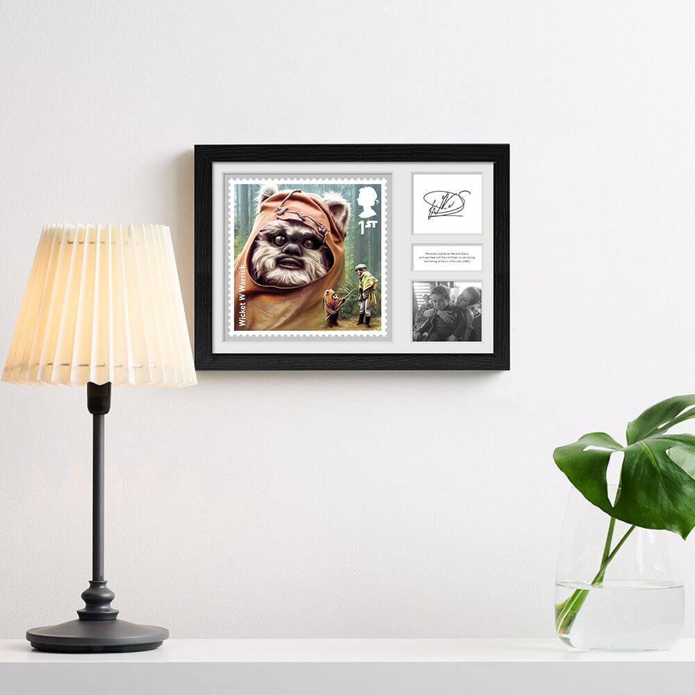 Star Wars Framed Ewok Print Signed by Warwick Davis Royal Mail Collectible