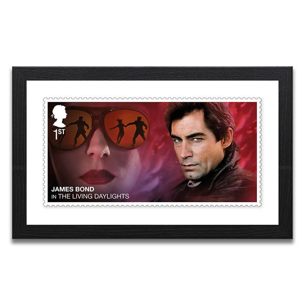 James Bond Framed The Living Daylights Enlarged Stamp Print Limited Edition Royal Mail